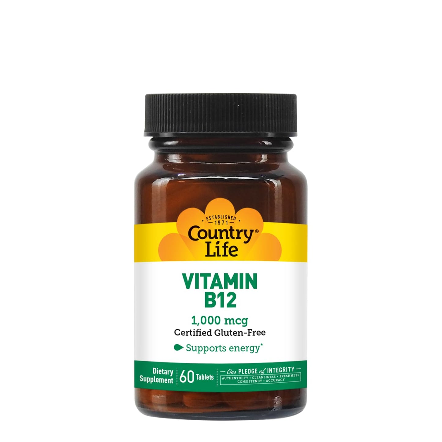 Country Life Vitamin B12 1000 mcg – Vegan, Gluten-Free, 60 Tablets (Pack of 2)