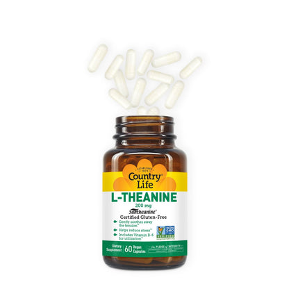 Country Life Suntheanine L-Theanine – 60 Vegan Capsules | Stress Relief, Focus & Sleep