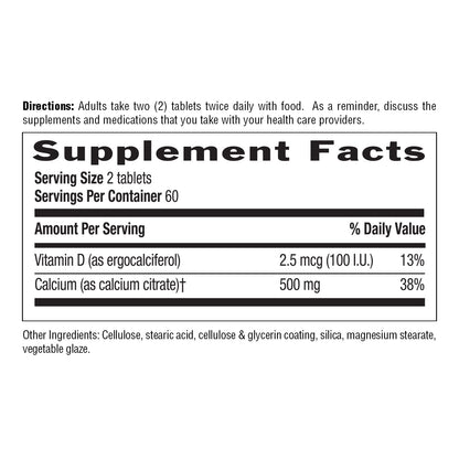 Country Life Calcium Citrate with Vitamin D 500mg – Highly Absorbable, Gluten Free, Vegan, Halal, Non-GMO – 2 x 120 Tablets