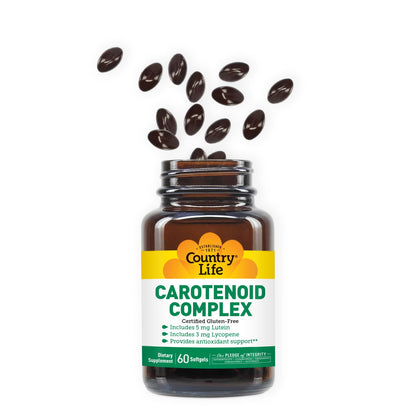 Country Life Carotenoid Complex with Lutein, Lycopene and Astaxanthin, 60 Softgels | Antioxidant Support