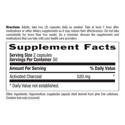 Country Life Coconut Activated Charcoal 260mg – Gas & Bloating Relief, Gluten-Free & Vegan