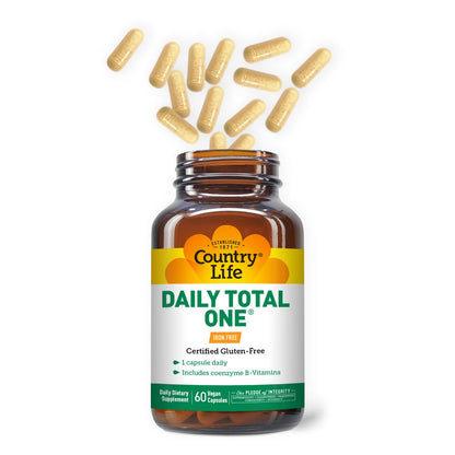 Country Life Daily Total One Iron-Free Multivitamin | 60 Vegan Capsules