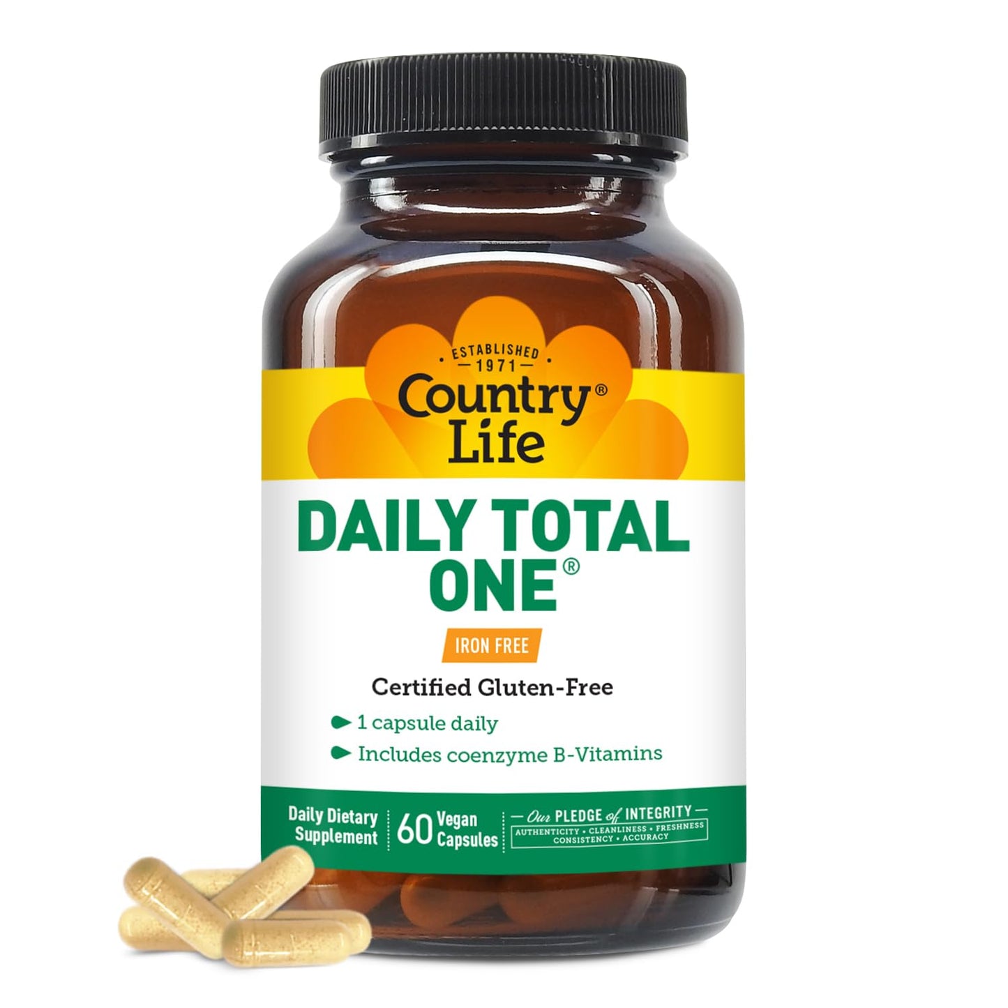 Country Life Daily Total One Iron-Free Multivitamin | 60 Vegan Capsules