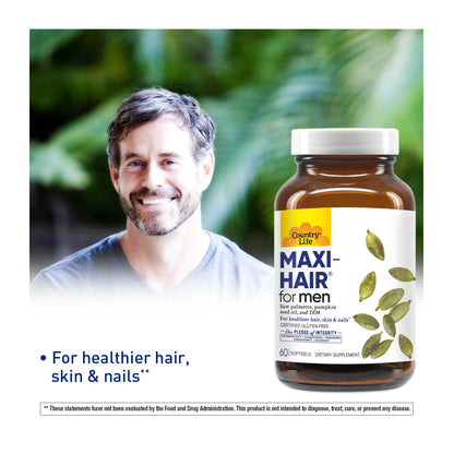 Country Life Maxi-Hair for Men – Biotin 2000mcg & Mineral Hair Support (60 Vegan Capsules)