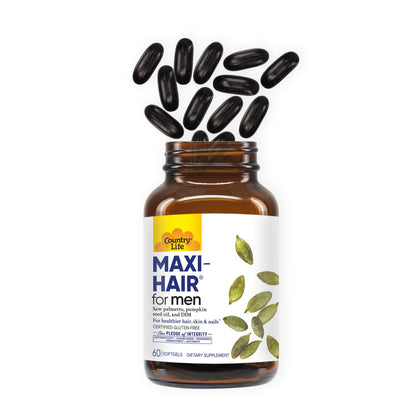Country Life Maxi-Hair for Men – Biotin 2000mcg & Mineral Hair Support (60 Vegan Capsules)