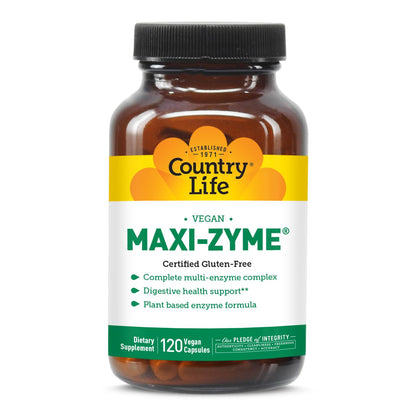 Country Life Maxi-Zyme Digestive Enzyme Complex - 120 Vegetarian Capsules