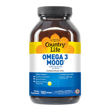 Country Life Omega-3 Fish Oil Supplement | High Concentration EPA & DHA, 2000mg, Lemon Flavor