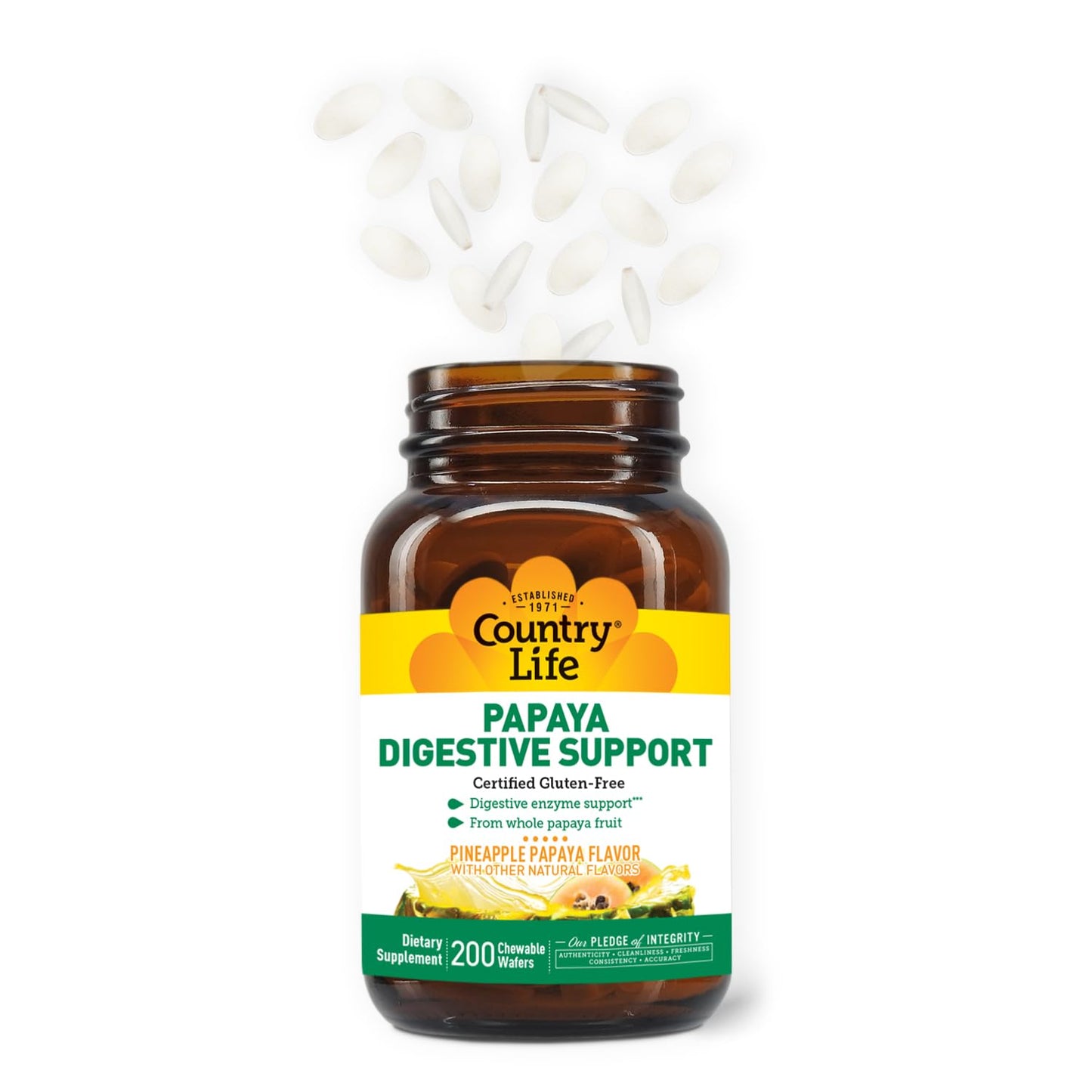 Country Life Papaya Enzymes Chewables – Digestive Support (200 Ct, Pack of 2)