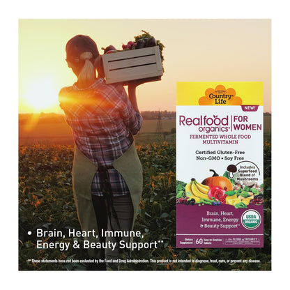 Country Life Realfood Organics Womens Multivitamin – Vegan, Organic, Gluten-Free | 1,300mg Fermented Whole Foods