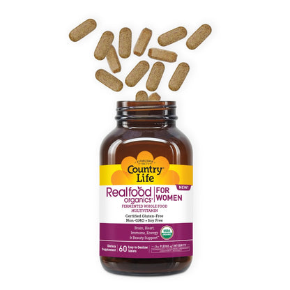 Country Life Realfood Organics Womens Multivitamin – Vegan, Organic, Gluten-Free | 1,300mg Fermented Whole Foods