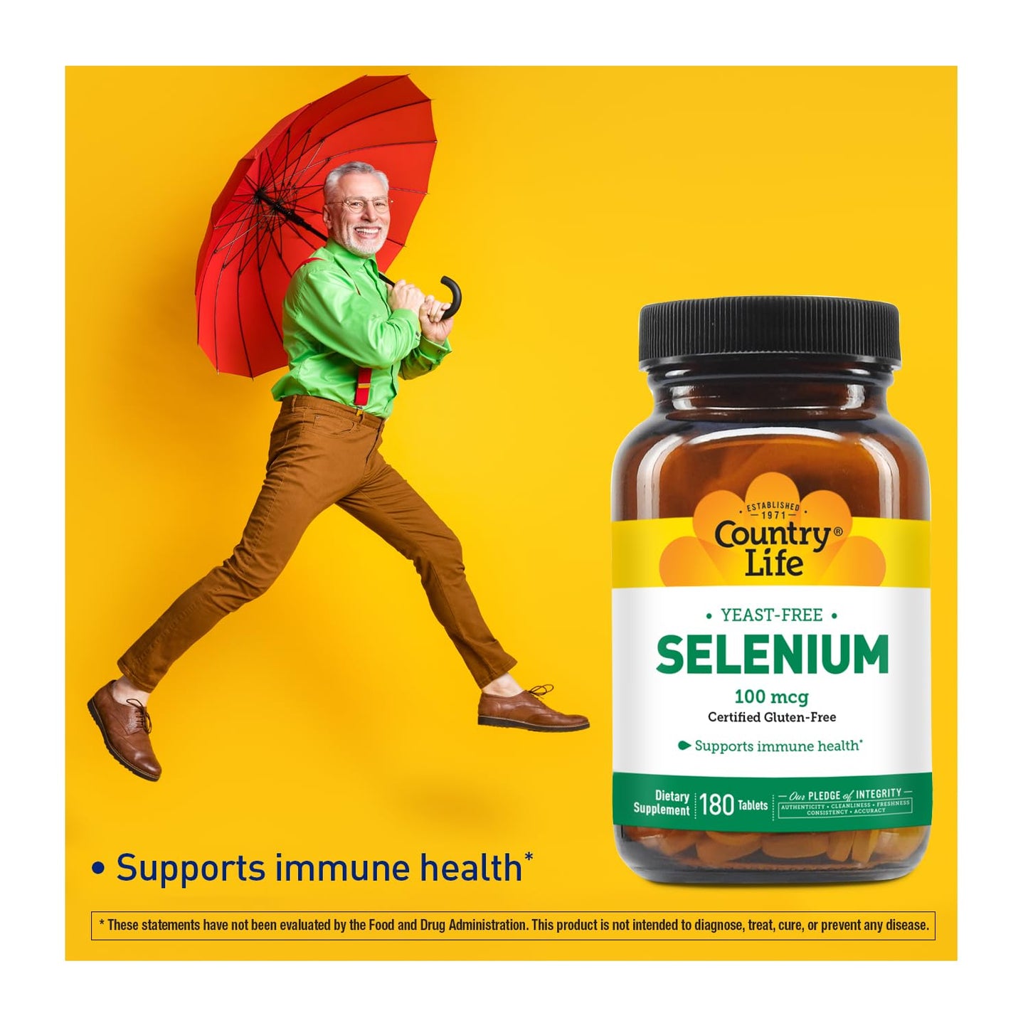 Country Life Selenium 100 mcg - Yeast Free, Gluten Free, Vegan, Halal (Pack of 2)