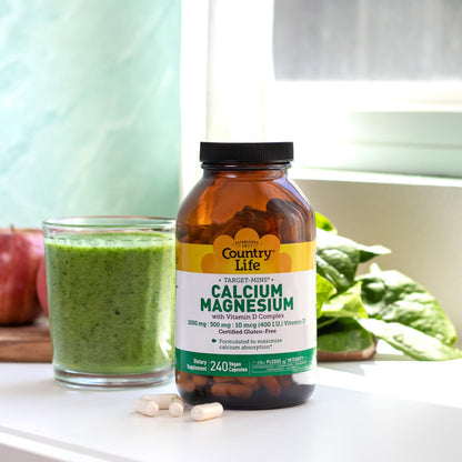 Country Life Target-Mins Calcium Magnesium with Vitamin D – 240 Vegan Capsules