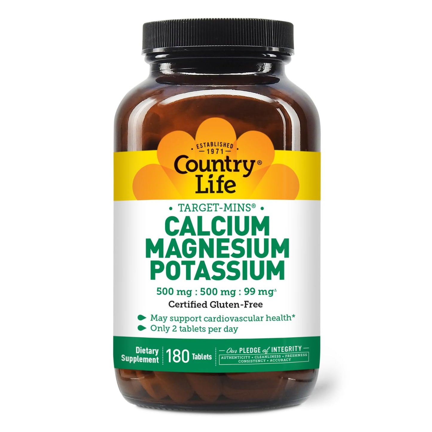 Country Life Target Mins Calcium Magnesium Potassium – 180 Tablets | Gluten Free & Vegan