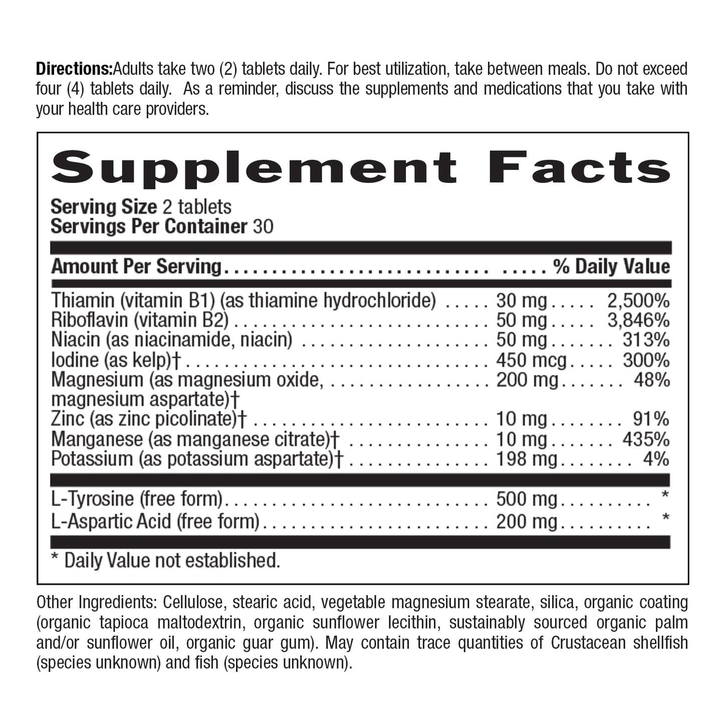Country Life Thyro-Max Support - Kelp-Derived Iodine & L-Tyrosine Thyroid Supplement for Men and Women - B Vitamins, Gluten-Free, Vegan, Kosher - 60 Capsules (Pack of 2)