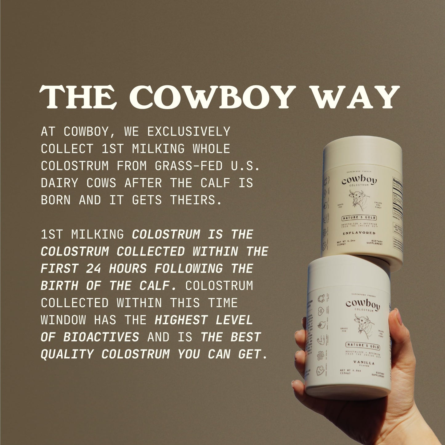 Cowboy Colostrum Powder Travel Packs – First Day Milking, Grass-Fed, Unflavored, 30 Servings