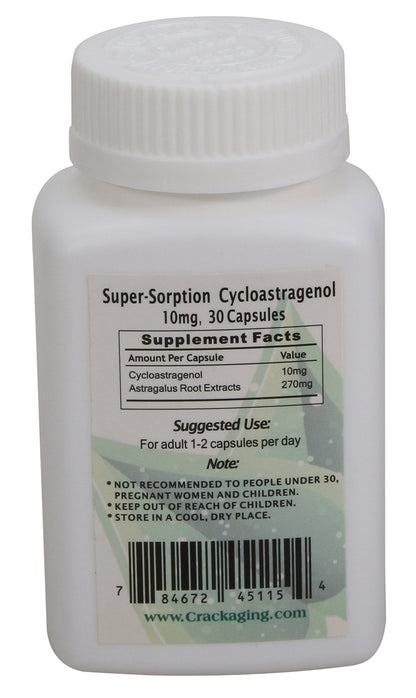 CrackAging CA-100 – 100% Natural Cycloastragenol 10mg | Anti-Aging Telomerase Activation