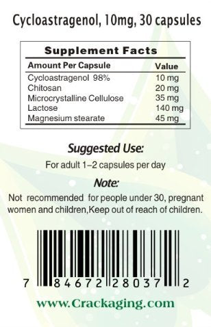 Crackaging Cycloastragenol 98% - 10mg Capsule | Super-Absorption Formula (30 Caps per Bottle, 6 Bottles)