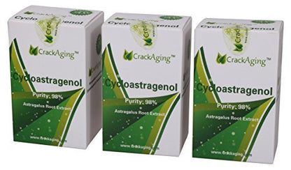 Crackaging Cycloastragenol 98% Immune Support – Telomerase/Telomere Anti-Aging (10 mg/cap, 60 caps × 3 bottles)