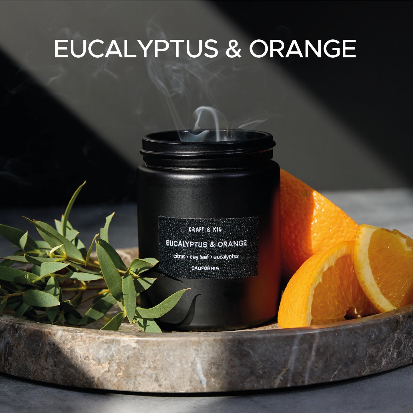 Craft & Kin Orange & Eucalyptus Soy Candle – 7.6oz, 45-Hour Burn Time