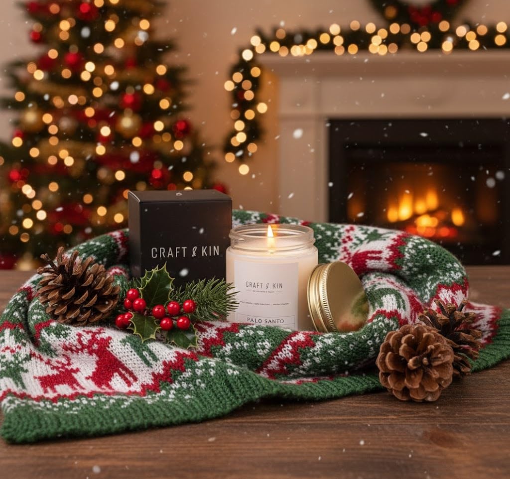 Craft & Kin Palo Santo Candle – 8oz, 45h, Natural Soy