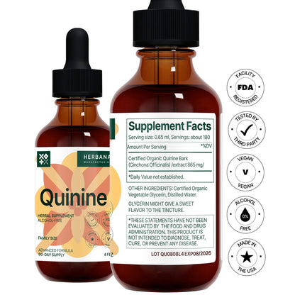 Quinine Liquid Extract 4 oz - Digestive Health & Immune Support | Cinchona Bark Tincture