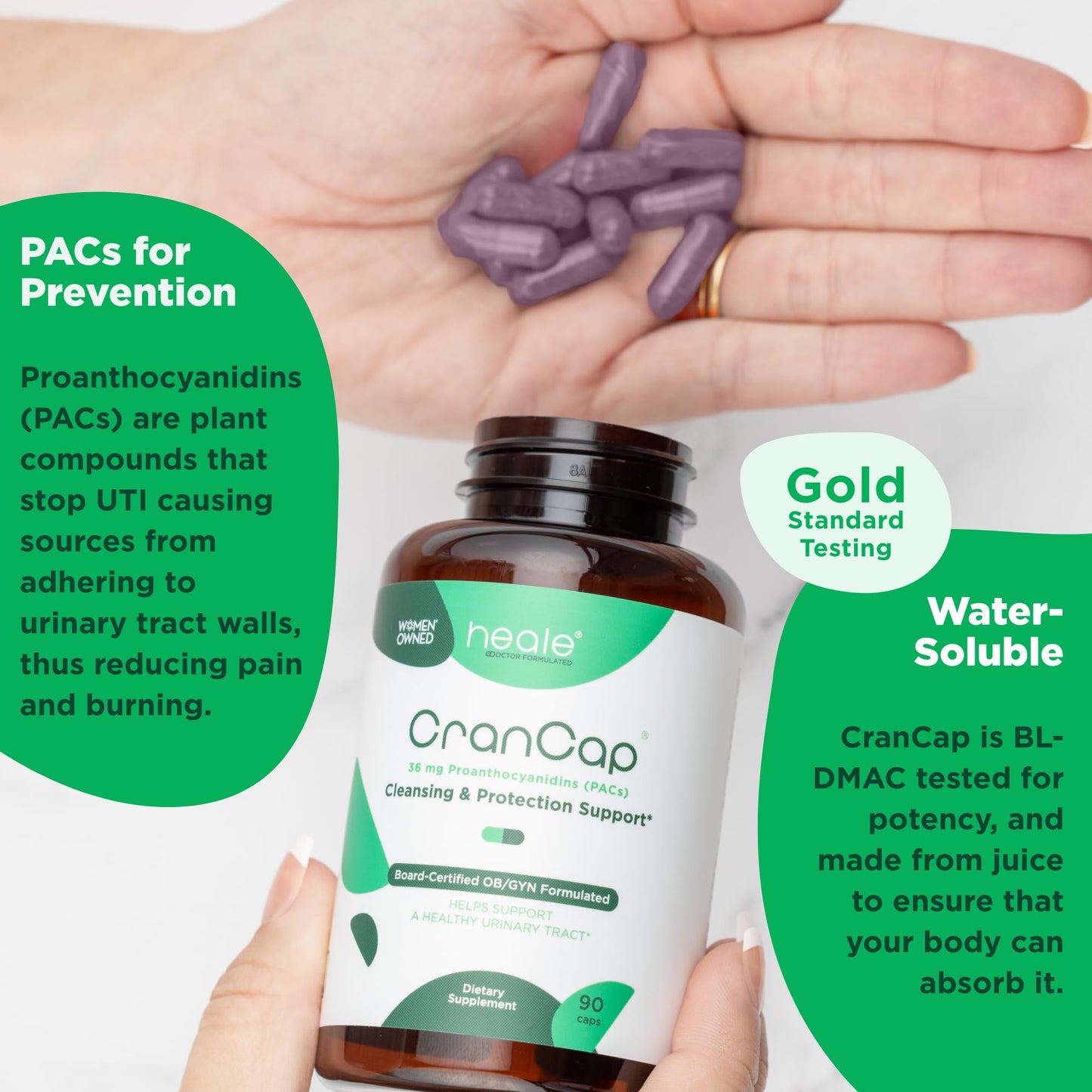 CranCap Cranberry Pills – Urinary Tract Health, 36mg PACs | Heale