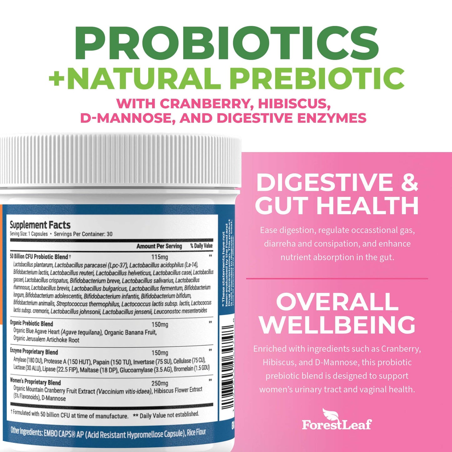 Probiotics for Women - 50B CFU, 26 Strains, 30 Caps