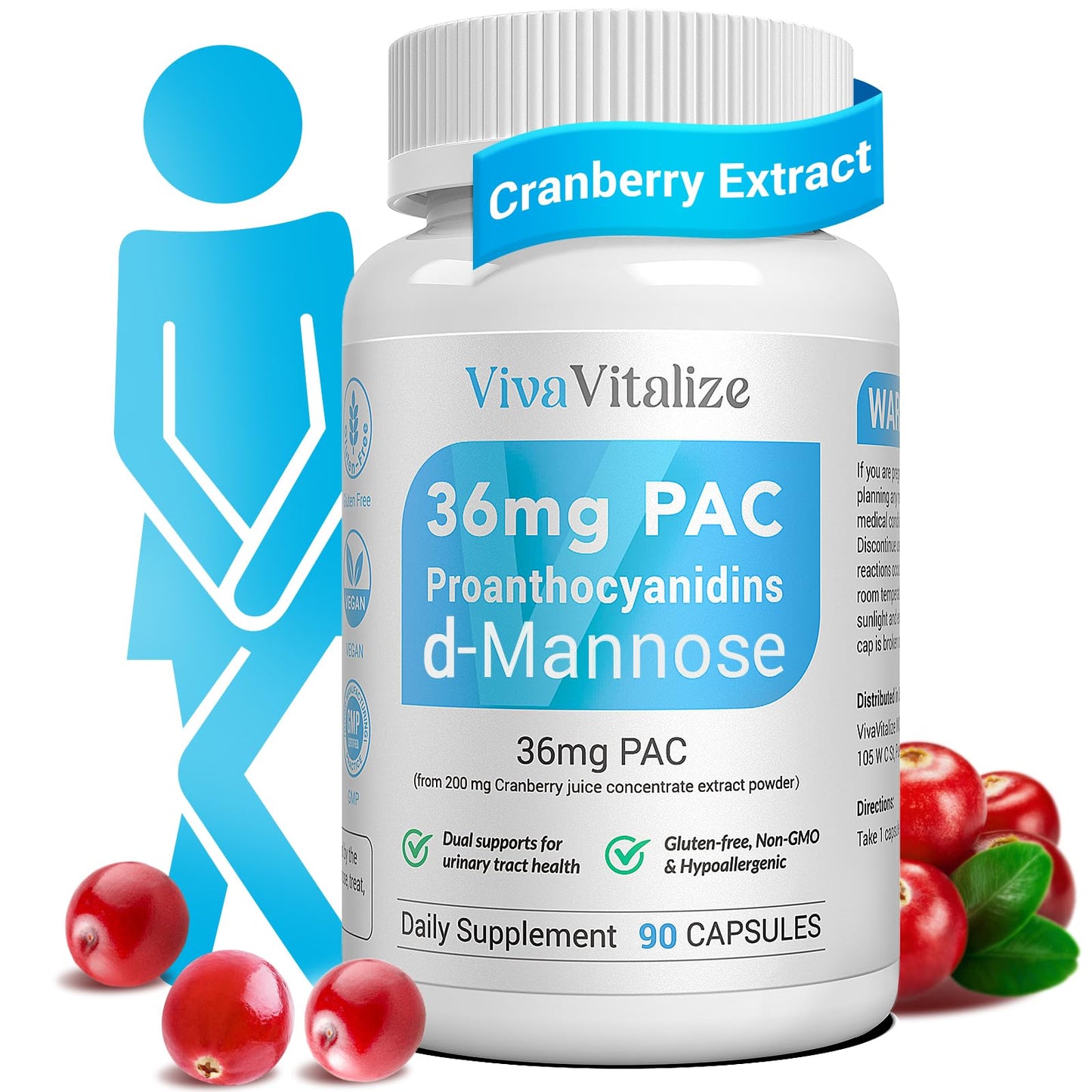 5 in 1 Cranberry UTI Support for Women – 36 mg PAC, 90 Caps