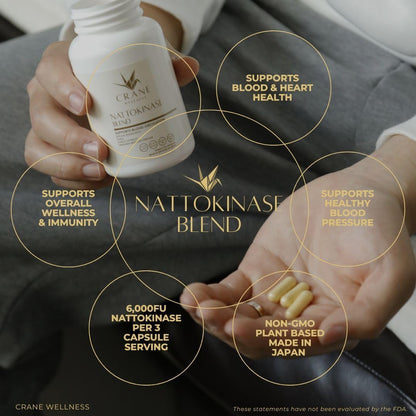 CRANE WELLNESS Nattokinase 6,000 FU | Non-GMO, Vegan, Gluten Free | Made in Japan