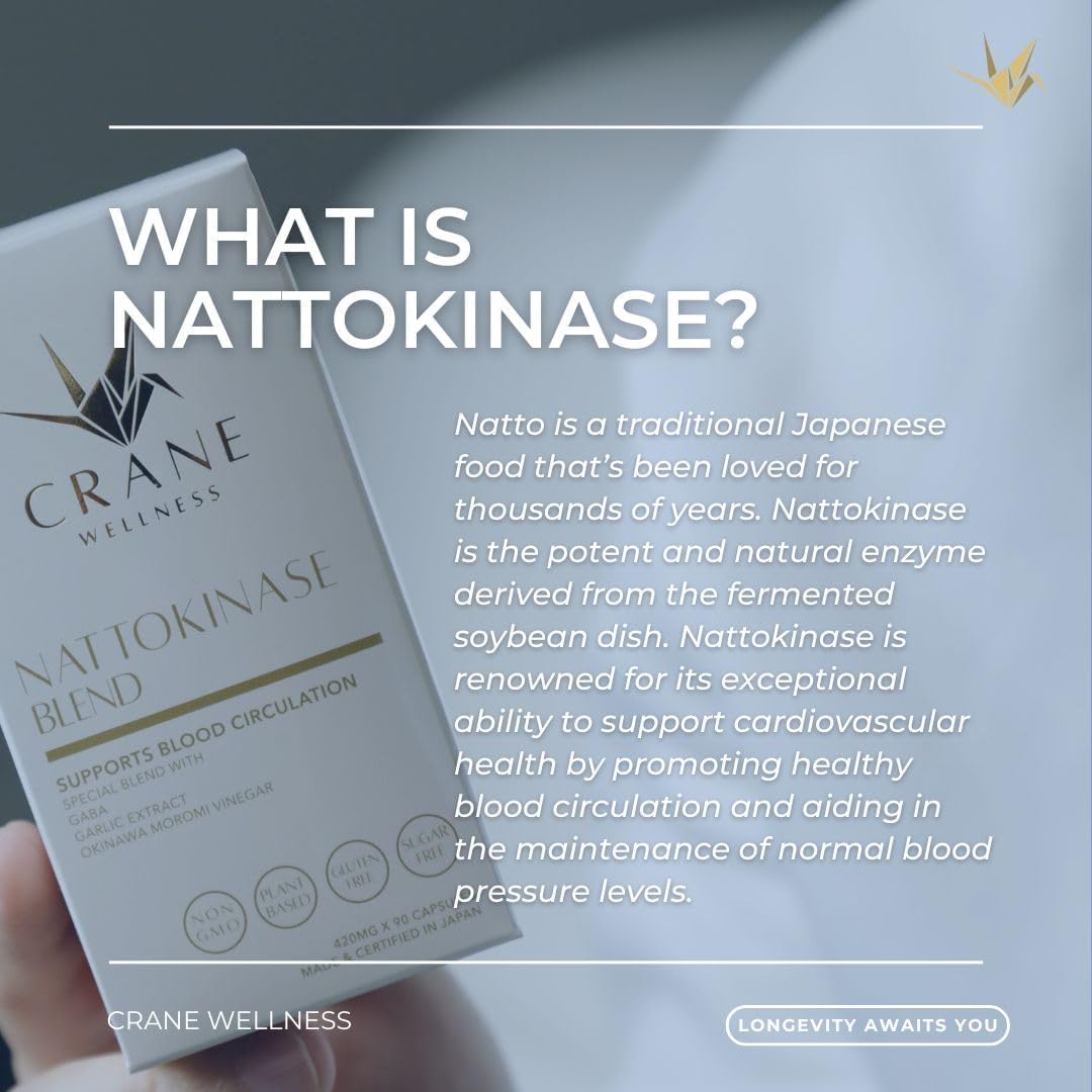 CRANE WELLNESS Nattokinase 6,000 FU | Non-GMO, Vegan, Gluten Free | Made in Japan