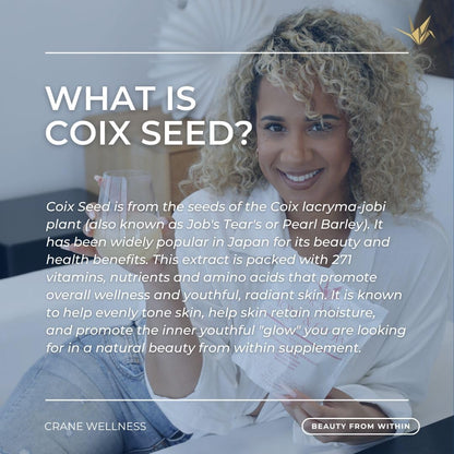 CRANE WELLNESS Coix Seed Extract Powder – 100% Pure Non-GMO, Made in Japan