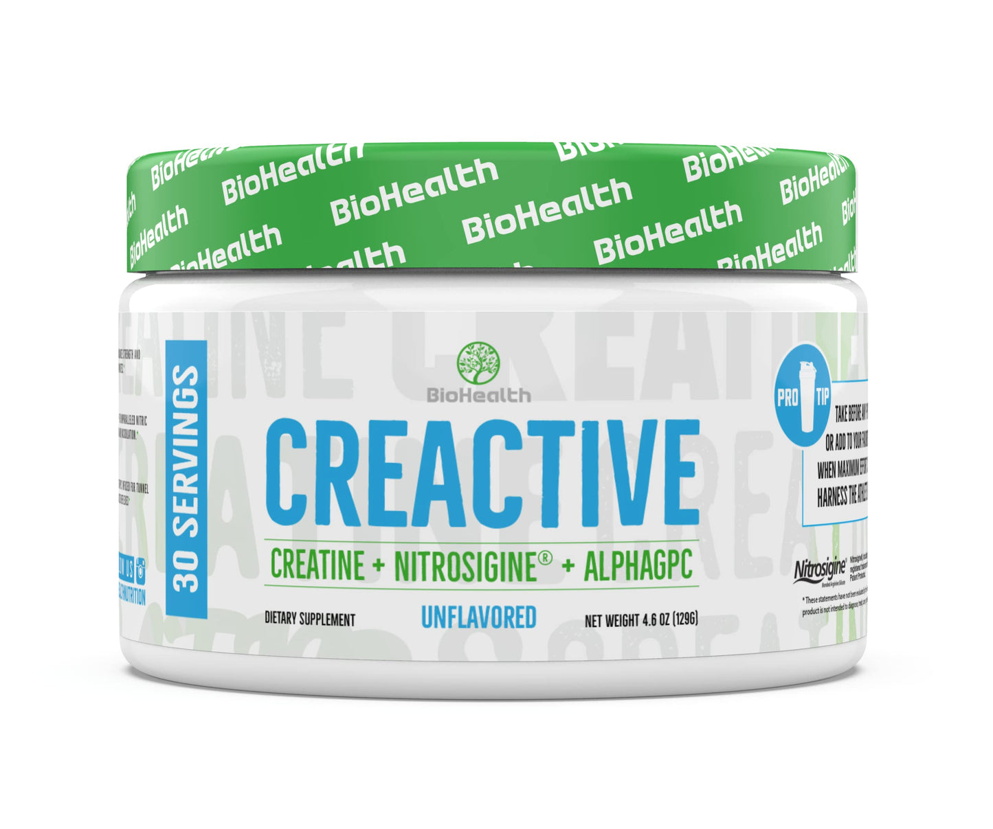 BioHealth Nutrition CreActive Creatine HCL + Nootropic + Nitric Oxide - Supports Muscle Performance, Cellular Energy Production & Cognitive Function (Unflavored)