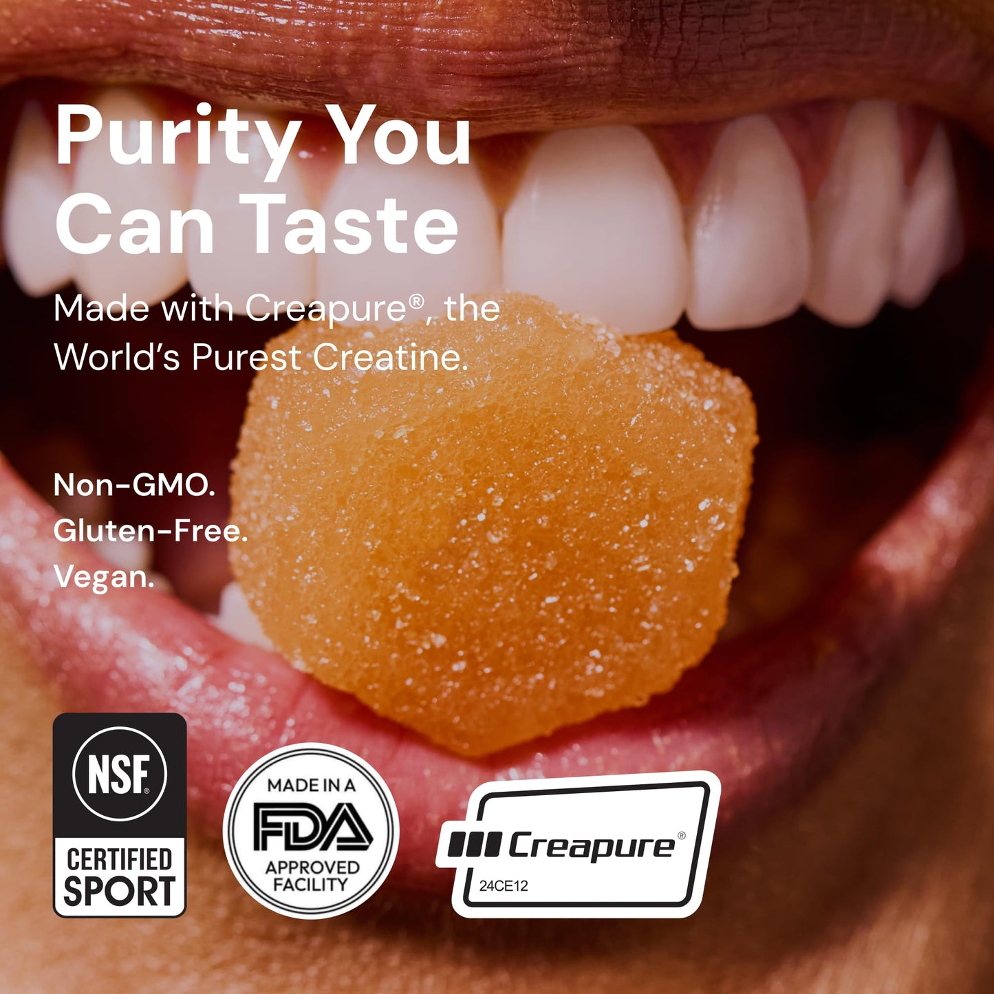 Create Creatine Monohydrate Gummies – 1.5g Per Gummy, Vegan, Anti-Melting, Sour Peach Flavor