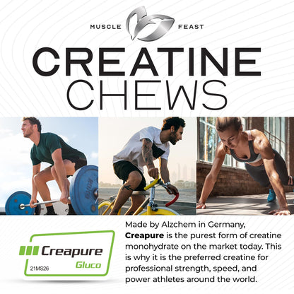 Muscle Feast Creatine Monohydrate Chewables – Vegan, Gluten-Free Creapure Tablets, Lemon Lime Flavor, 360 Tabs