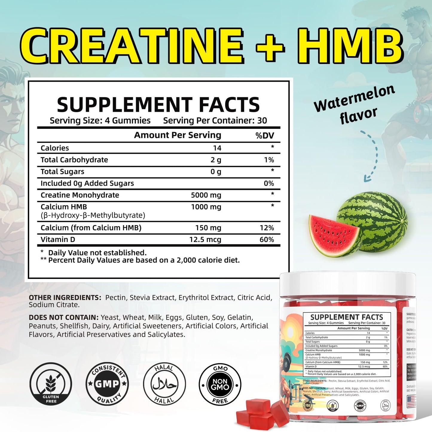 HEALOADING Creatine Monohydrate Gummies with HMB for Men – Strength, Recovery & Muscle Support