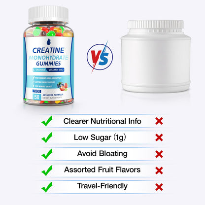 Creatine Gummies 5g Monohydrate – Vegan, Low Sugar, 2 Pack