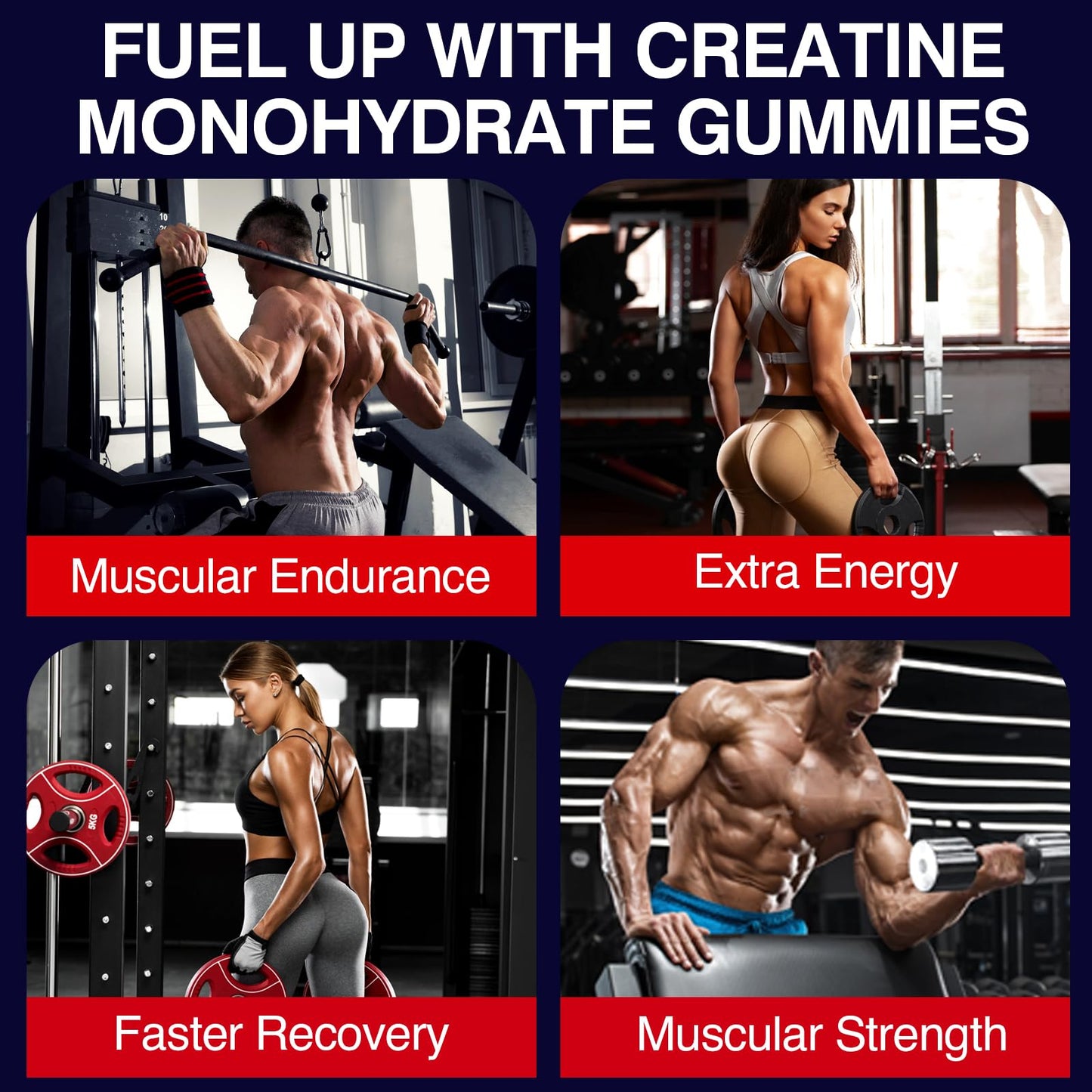 Creatine Monohydrate Gummies for Women & Men – Taurine & B6 (2 Packs)