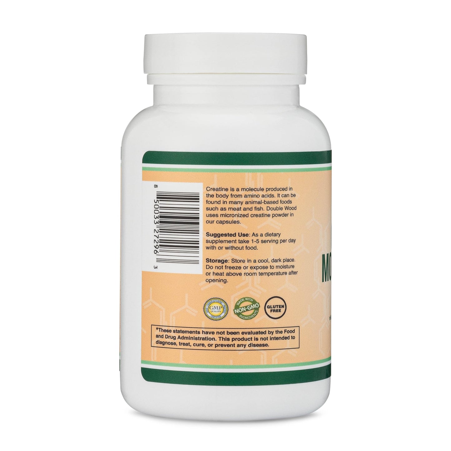 Creatine Monohydrate Capsules - 1g per Serving, 120 Count | No Fillers, Vegan Safe, Non-GMO, Gluten Free | Double Wood