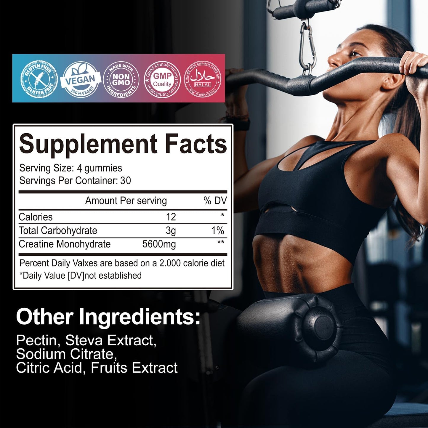 2 Pack Creatine Monohydrate Gummies – 5000mg per Serving | Sugar Free
