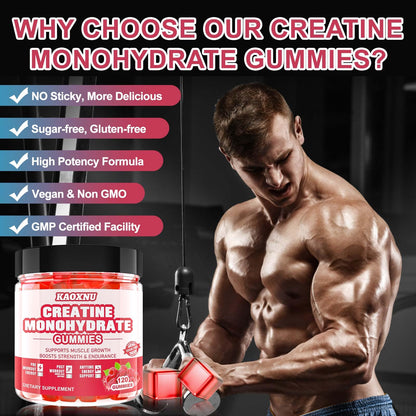 2 Pack Creatine Monohydrate Gummies – 5000mg per Serving | Sugar Free
