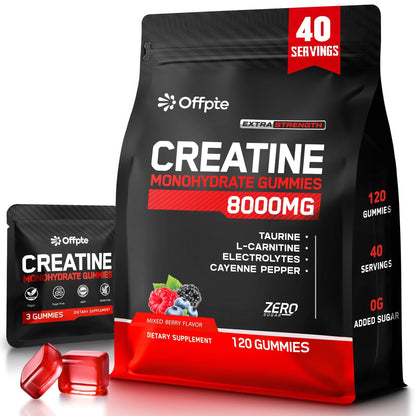 Creatine Monohydrate Gummies – Sugar-Free Vegan, 120 Ct | 8 g per Packet