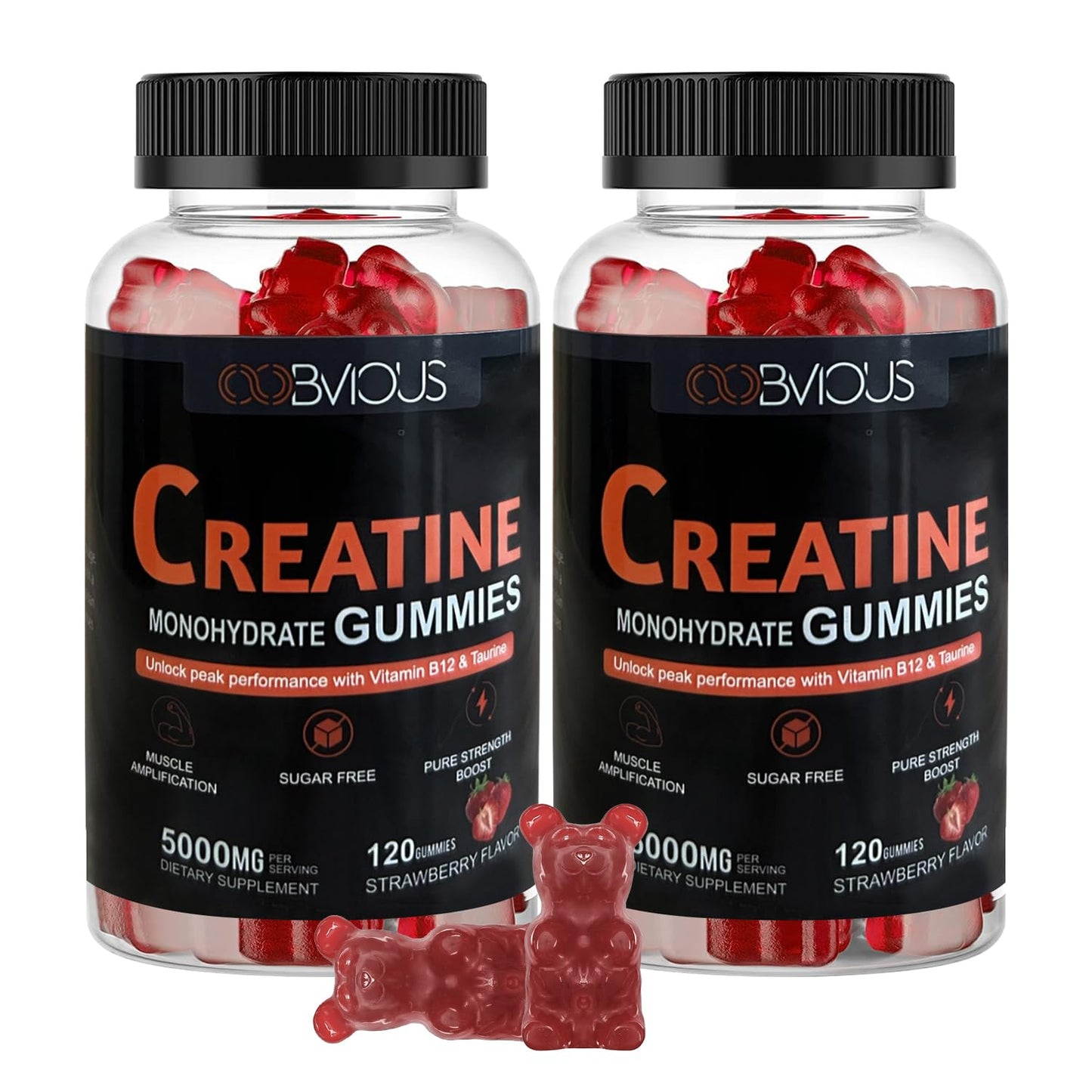 Creatine Monohydrate Gummies 240 (2 Pack) – Sugar-Free Pre-Workout for Men & Women