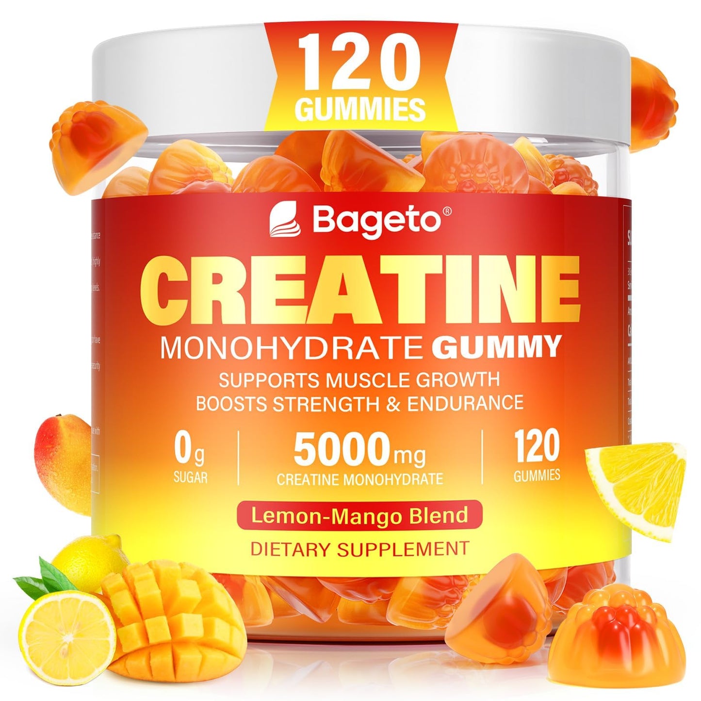 Creatine Monohydrate Gummies 5000mg – 120 Count for Muscle Growth & Recovery