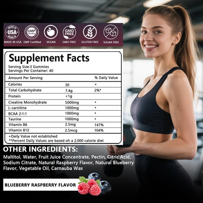 Creatine Monohydrate Gummies Complex 8000 MG for Men & Women | Energy & Muscle Support