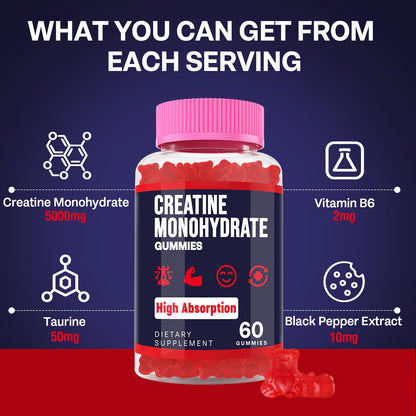 Trupretty Creatine Monohydrate Gummies – 1 Pack | Taurine, B6 & Organic Formula