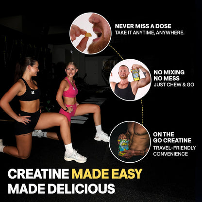 Creatine Monohydrate Gummies 5000mg – Made in USA, Vegan, Lemon | Muscle Growth & Focus