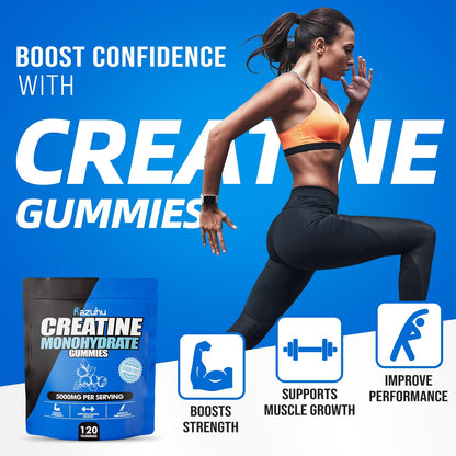 Pre Workout Creatine Gummies HCl Monohydrate | Blueberry 120 Gummies for Men & Women | Vital Source Whey Isolate