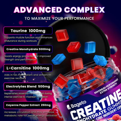 Creatine Monohydrate Gummies Complex 8000mg – 120ct | Men & Women, Pre-Workout