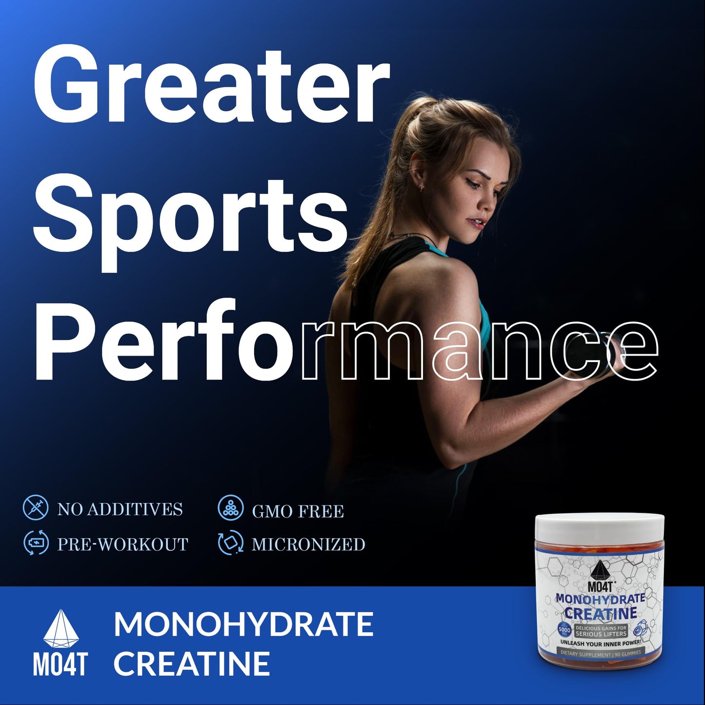 Creatine Monohydrate Gummies 5000 mg - Sugar Free Orange Flavor | Men & Women
