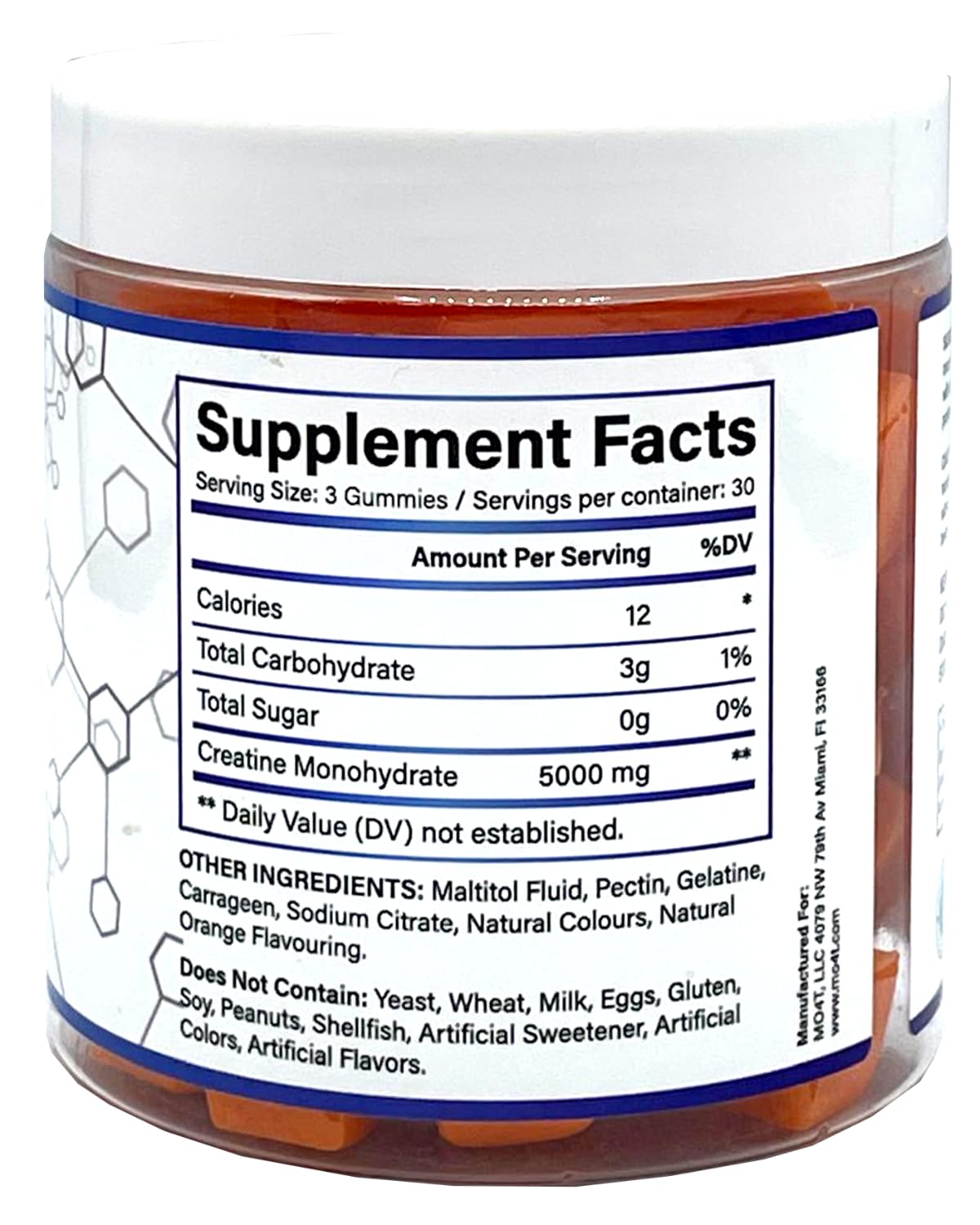 Creatine Monohydrate Gummies 5000 mg - Sugar Free Orange Flavor | Men & Women